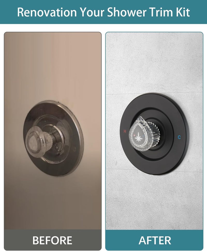 Ultrimkit Shower Faucet Trim Kit Compatible with Moen Fit Chateau Valve Only, Pull-on Push-off Design Knob Handle, Matte Black - Image 4